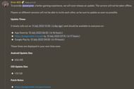 The release schedule for the 2.1 update (Image via Discord)